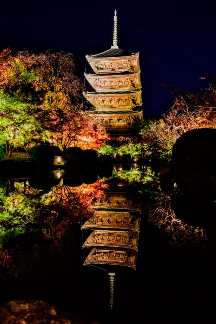 東寺のライトアップ　写真　絶景